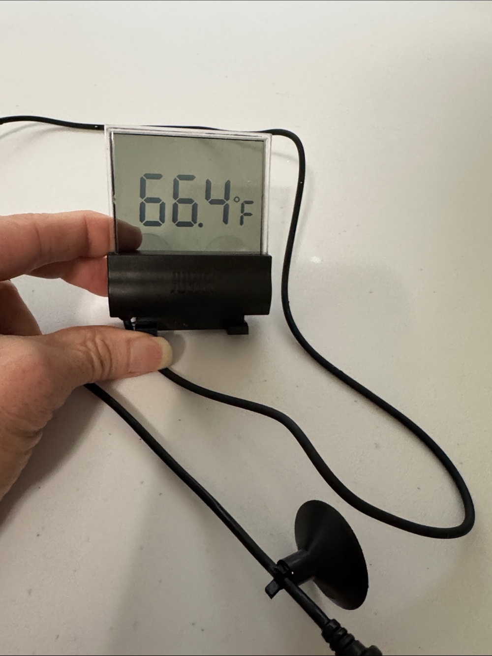 Digital Aquarium Thermometer in Black - Accurate LCD Temperature Gauge